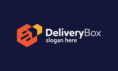 Delivery box logo design. Logistics box concept vector design with abstract arrow up modern symbol graphic icon