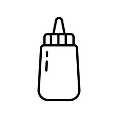 Ketchup Line Icon. Black and White Sauce Bottle Outline Symbol