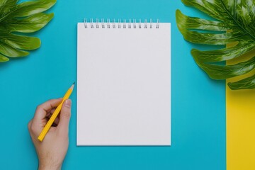 A minimalist poster featuring a hand holding a pencil, emphasizing simplicity and creativity.