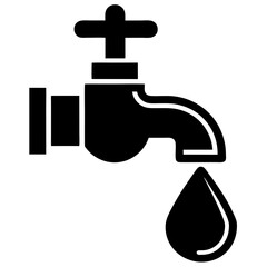 vector faucet with water droplet conservation.svg