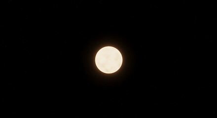 Bright Celestial Body Illuminated Sphere in Dark Night Sky Space Background