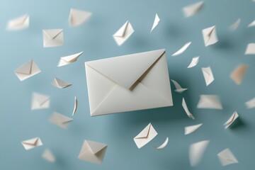 Floating White Envelopes Digital Communication Email Concept Message Delivery