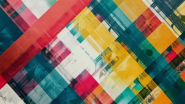 A woven parallelograms, textile-inspired design, vibrant colors, digital art, geometric design, modern aesthetic, dynamic composition, artistic abstraction, Generative AI Videos.