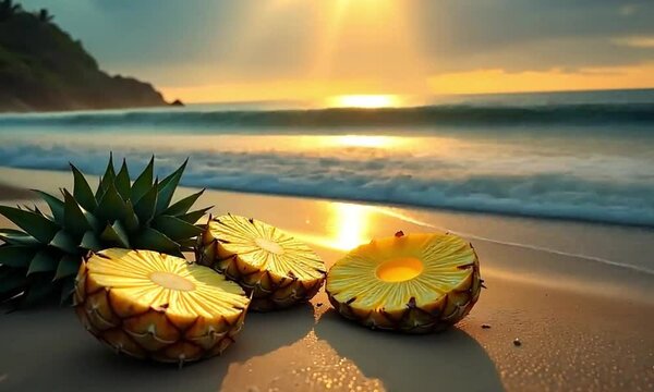 Tropical Pineapple by the Coast

Pineapple Slices and Palm Leaves

Coastal Vibes with Tropical Fruit

Beachside Pineapple & Palms

Tropical Fruit on Shoreline

