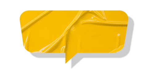 Yellow speech bubble crumpled paper isolated on transparent background