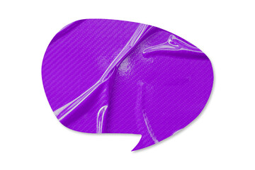 Purple speech bubble crumpled paper isolated on transparent background
