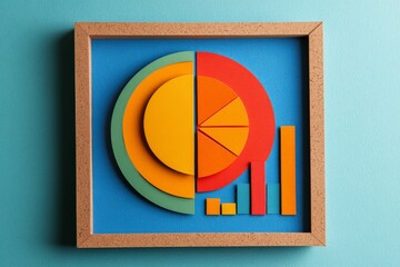 Colorful Abstract Charts and Graphs in Framed Artwork Business Data Visualization