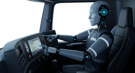 Autonomous Robot Driving Modern Truck AI Technology Future of Transportation