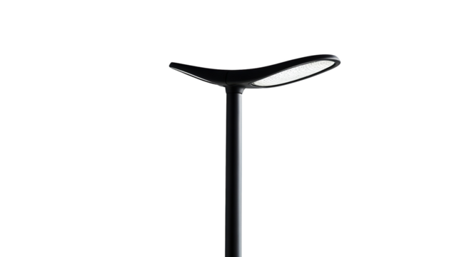 Street lamp with tall iron pole isolated on transparent background. PNG