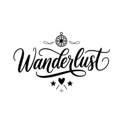 Wanderlust. Travel Quotes Vector Design Isolated on White Background