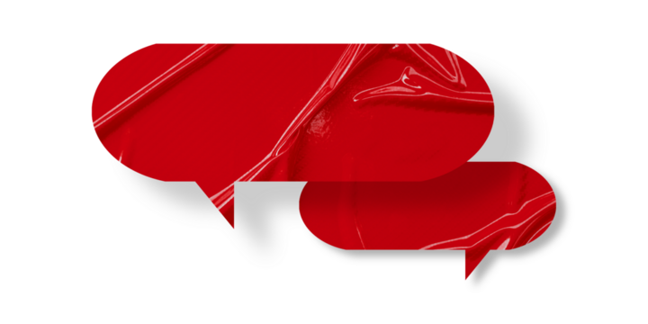 Red speech bubble crumpled paper isolated on transparent background
