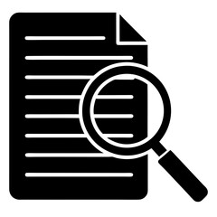 document icon with magnifier in flat style