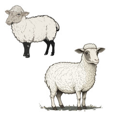 Fototapeta premium Rural Life Icons: Isolated Sheep and Goats Illustration