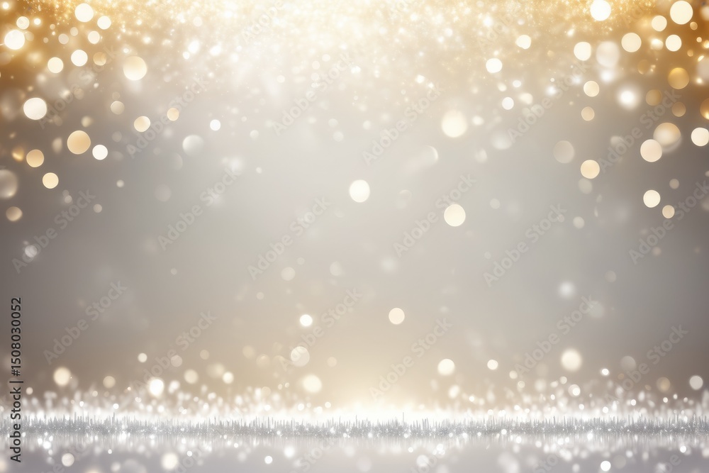 Poster an ethereal display of gold and white bokeh lights create a magical and festive atmosphere.