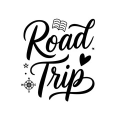 Road Trip. Travel Quotes Vector Design Isolated on White Background