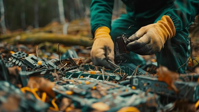 A develop a sustainability initiative focusing on the eco-friendly disposal of electronic waste, Generative AI Videos.
