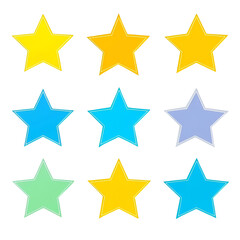 Obraz premium Nine Colorful Stars Rating, Review, Feedback, Design, Elements, Icons, Symbols, UI, UX