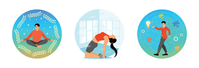 A Mindful Meditating. Practicing Yoga Camel Pose. Mind Fitness.