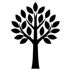 Obraz premium flat vector tree icon with green leaves and brown