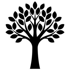 Obraz premium flat vector tree icon with green leaves and brown