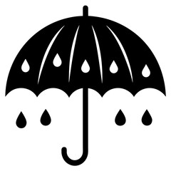 flat vector umbrella icon with raindrops on white .svg