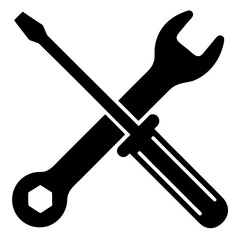 flat wrench and screwdriver crossed tools icon