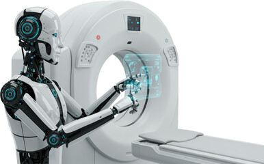 Advanced Robotic Technology Operating Modern CT Scanner in Healthcare Facility