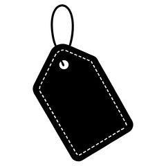 gift tag label icon with string outline on white