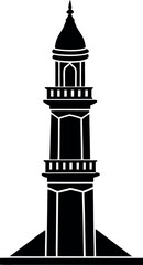 Black and white Islamic mosque vector design, perfect for use in Ramadan campaigns, event posters, and traditional decorations.