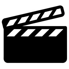 minimalist flat clapperboard movie icon on white