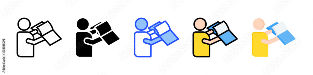 Poster user manual icon collection with multiple styles