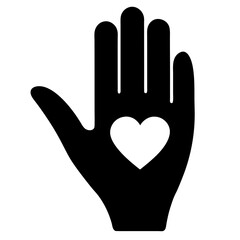 open hand with heart symbol icon flat vector