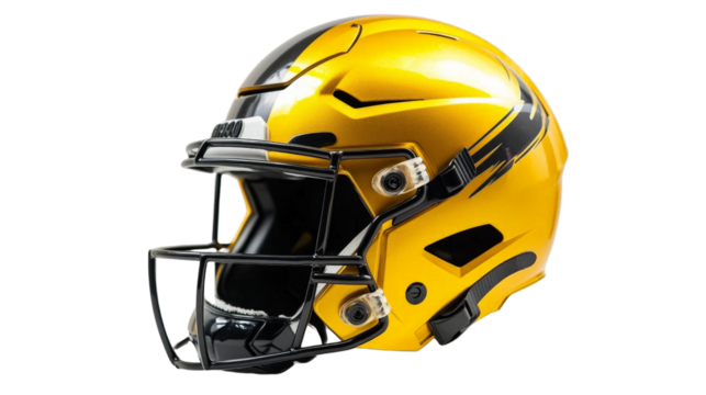 A football helmet with a team logo, Transparent background, PNG file