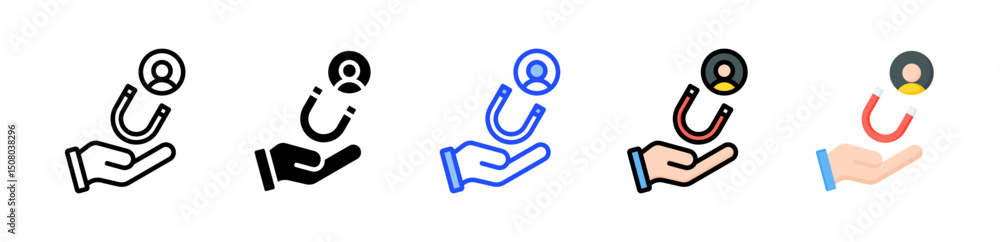 Poster customer retention icon collection with multiple styles