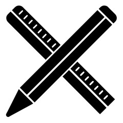pencil and ruler crossed vector icon on white
