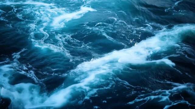 Blue waves of river and sea meet in a dynamic clash of nature, Blue waves of water of the river and the sea meet each other during high tide and low tide