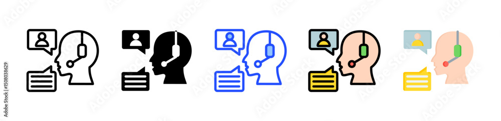 Poster customer communication icon collection with multiple styles