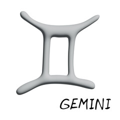 3d gemini zodiac sign Esoteric symbol Astrology clipart Element for design