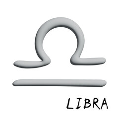 3d libra zodiac sign Esoteric symbol Astrology clipart Element for design
