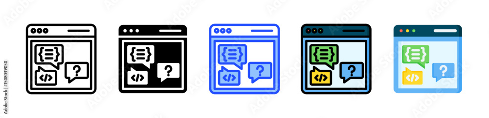 Fototapete programming language icon collection with multiple styles