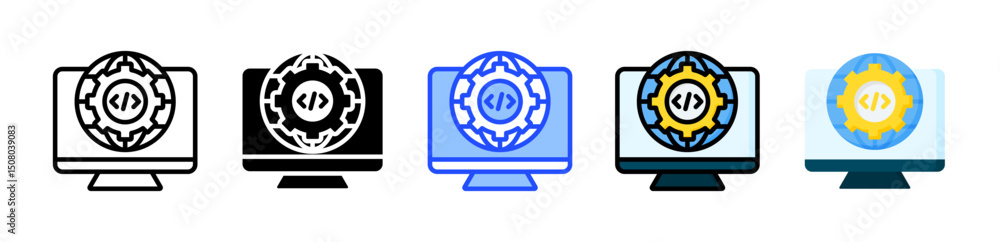 Poster ide icon collection with multiple styles