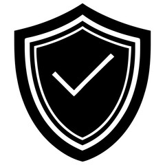 shield icon with checkmark in flat style vector
