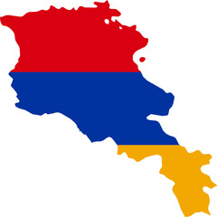 Fototapeta premium Armenia national flag map with country boundary shape (Web Mercator projection)