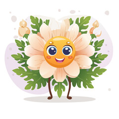 Anemone in cute cartoon character style with expressive face and limbs.