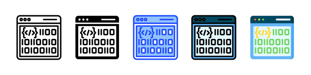 Binary Icon Collection With Multiple Styles