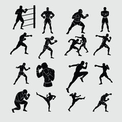 Power and Precision: Silhouettes of Boxing, Martial Arts, and Combat Sport Training in Action