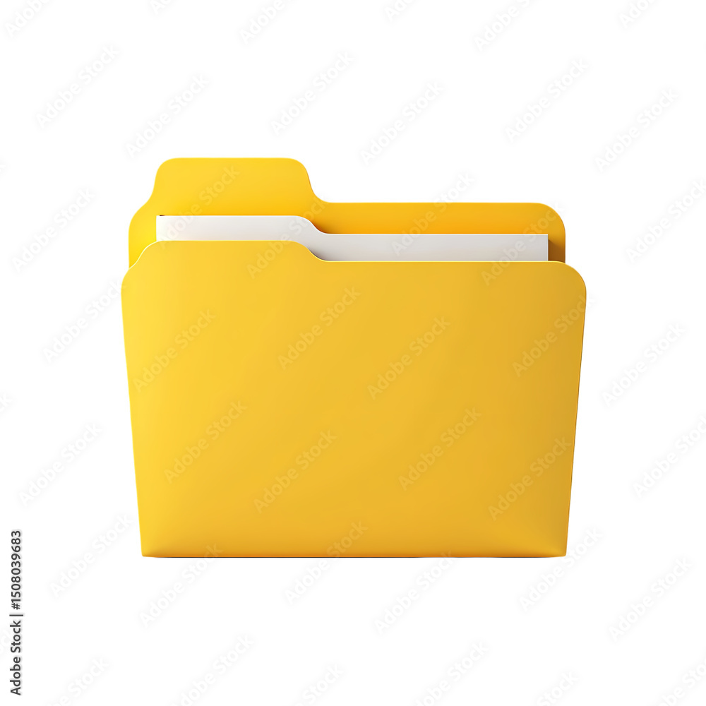 Poster a yellow file folder with white documents inside isolated on a black background in a studio shot iso
