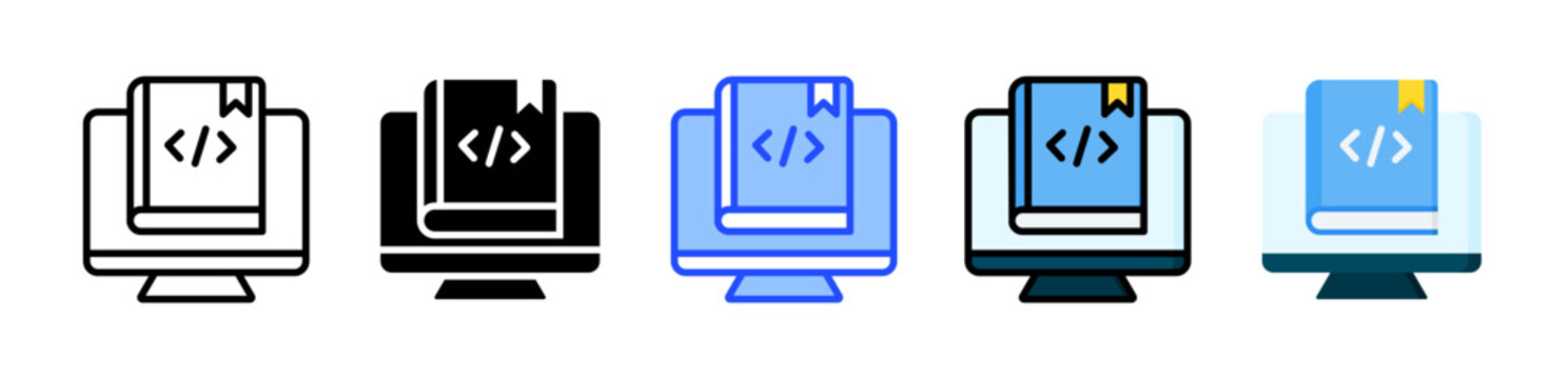 Library Icon Collection With Multiple Styles