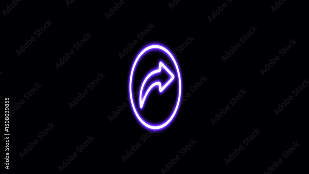 Poster glowing share icon. reply send forward button social media.