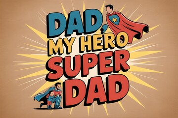 Dad My Hero Super Dad Father Son Superhero Comic Book Style